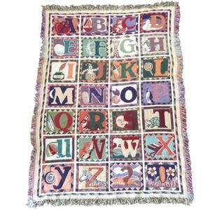 Tapestry ABC animal quilt blanket Cotton American Style colorblock 5x4 ft